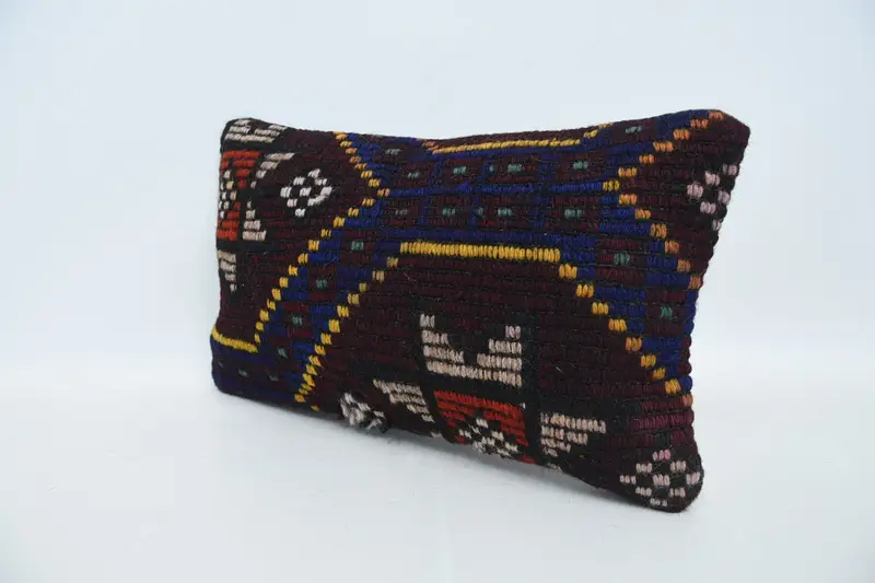 Kilim Pillow, Turkish Kilim Pillow, Farmhouse Pillow, Cushion Case, 12x20 Brown Pillow Case, Pillow for Couch, Customized Cushion - 4