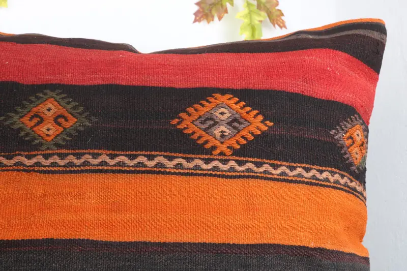Pillow Cover, Accent Throw Cushion Case, Turkish Kilim Pillow, 32x32 Brown Pillow Cover, Vintage Pillow, Ethnical Kilim Rug Pillow - 5