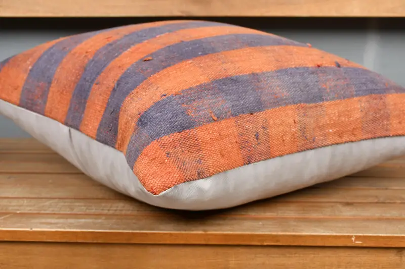Boho Pillow, Decorative Throw Pillow Sham, 20x20 Orange Pillow Sham, Interior Designer Pillow, Gift Pillow, Handwoven Pillow Cover, Pillow Case - 4