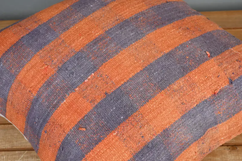 Boho Pillow, Decorative Throw Pillow Sham, 20x20 Orange Pillow Sham, Interior Designer Pillow, Gift Pillow, Handwoven Pillow Cover, Pillow Case - 3