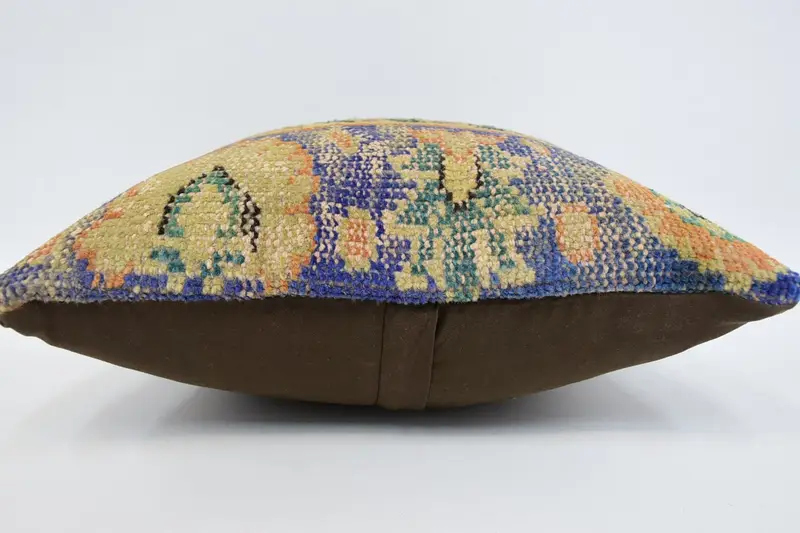 Throw Kilim Pillow, Vintage Pillow, Pattern Throw Pillow Sham, Pillow Sham, Kilim Pillow, 16x16 Beige Pillow Case, Knitted Cushion Case - 5