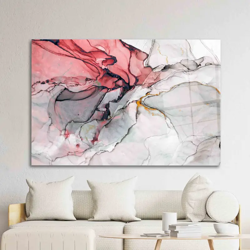 Elegant Printed Glass: Red Marble Luxury Design