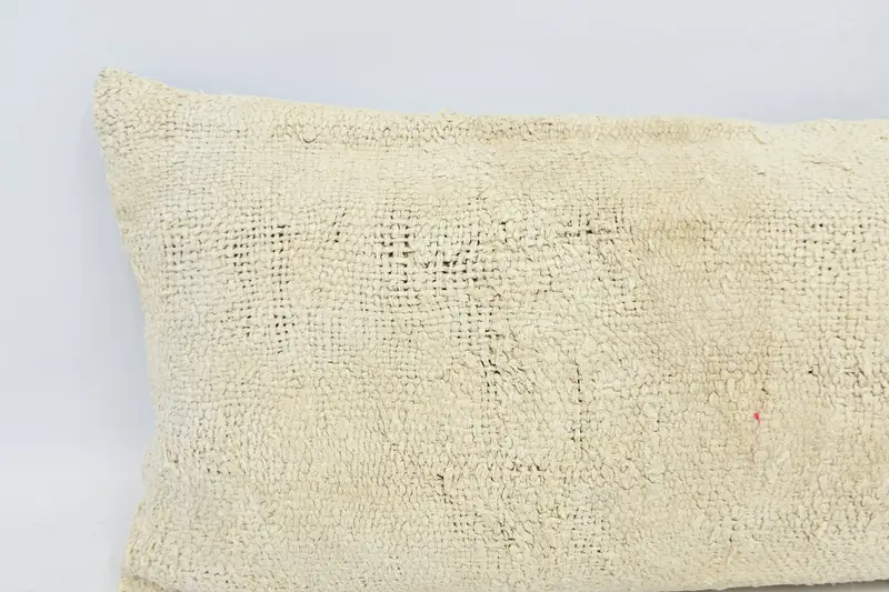 Turkish Corner Pillow Case, Vintage Pillow, Boho Pillow Sham Cover, Handwoven Cushion, 16x48 Beige Pillow Sham, Cushion Case, Antique Pillows - 2