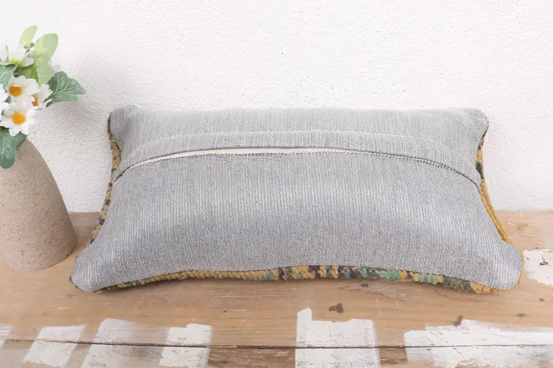 Vintage Kilim Pillow, Designer Throw Pillow, 8x16 Blue Pillow Sham, Boho Pillow Sham Cover, Home Decor Pillow, Knitted Pillow Case, Pillow Sham - 7