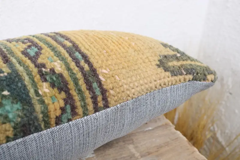 Vintage Kilim Pillow, Designer Throw Pillow, 8x16 Blue Pillow Sham, Boho Pillow Sham Cover, Home Decor Pillow, Knitted Pillow Case, Pillow Sham - 5