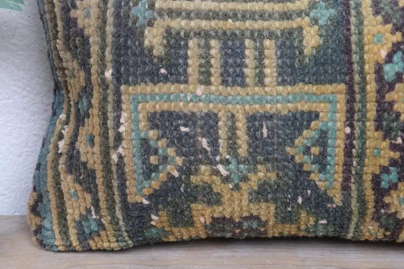 Vintage Kilim Pillow, Designer Throw Pillow, 8x16 Blue Pillow Sham, Boho Pillow Sham Cover, Home Decor Pillow, Knitted Pillow Case, Pillow Sham - 3