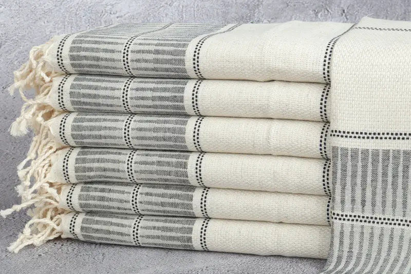 Monogrammed Hand Towel, Personalized Kitchen Towel, 40x20 Linen Striped Towel, Bridesmaid Towel, Boyfriend Christmas Gift, Monogram Kitchen Towel - 1