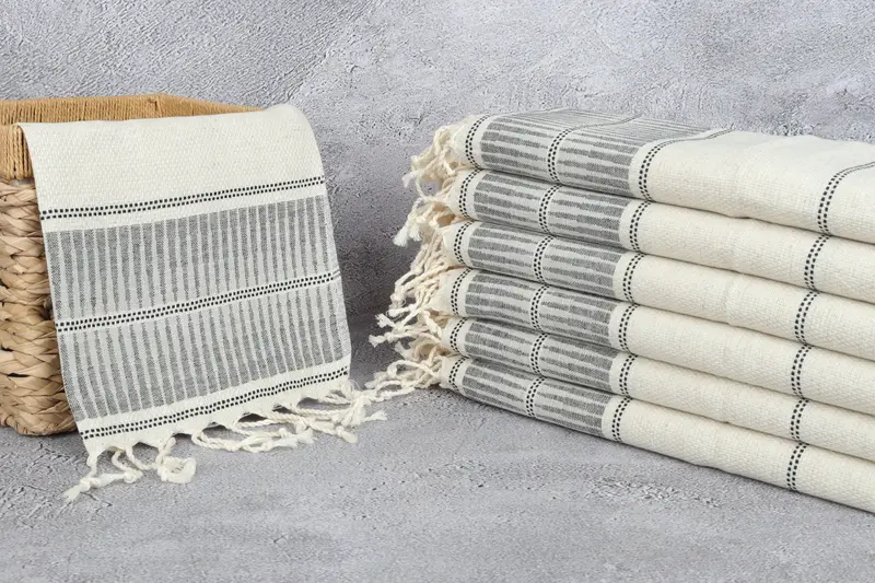 Monogrammed Hand Towel, Personalized Kitchen Towel, 40x20 Linen Striped Towel, Bridesmaid Towel, Boyfriend Christmas Gift, Monogram Kitchen Towel - 3
