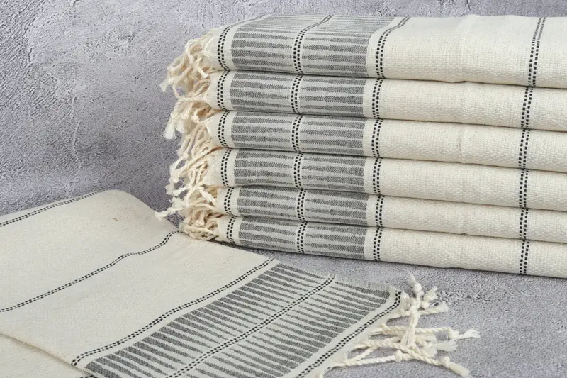 Monogrammed Hand Towel, Personalized Kitchen Towel, 40x20 Linen Striped Towel, Bridesmaid Towel, Boyfriend Christmas Gift, Monogram Kitchen Towel - 2