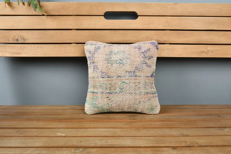 Turkish Pillow, Cushion, Boho Pillow, Handmade Kilim Cushion, 12x12 Orange Cushion, Retro Pillow Sham, Bolster Pillow Case - 6