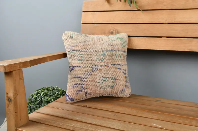 Turkish Pillow, Cushion, Boho Pillow, Handmade Kilim Cushion, 12x12 Orange Cushion, Retro Pillow Sham, Bolster Pillow Case - 1