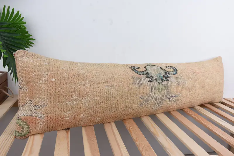 Cushion, Outdoor Pillow Case, 12x48 Green Pillow Cover, Turkish Kilim Pillow, Pillow for Couch, Kilim Pillow Cover, Armchair Pillow - 4