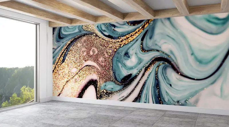 Çağdaş Mekanlar için Zarif Baskılı Lüks Mermer Duvar Kağıdı