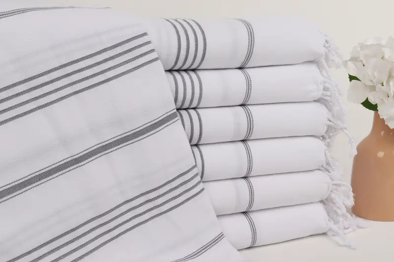 Gift For Her 40x71 Inch Dark Gray Cotton Striped Towel