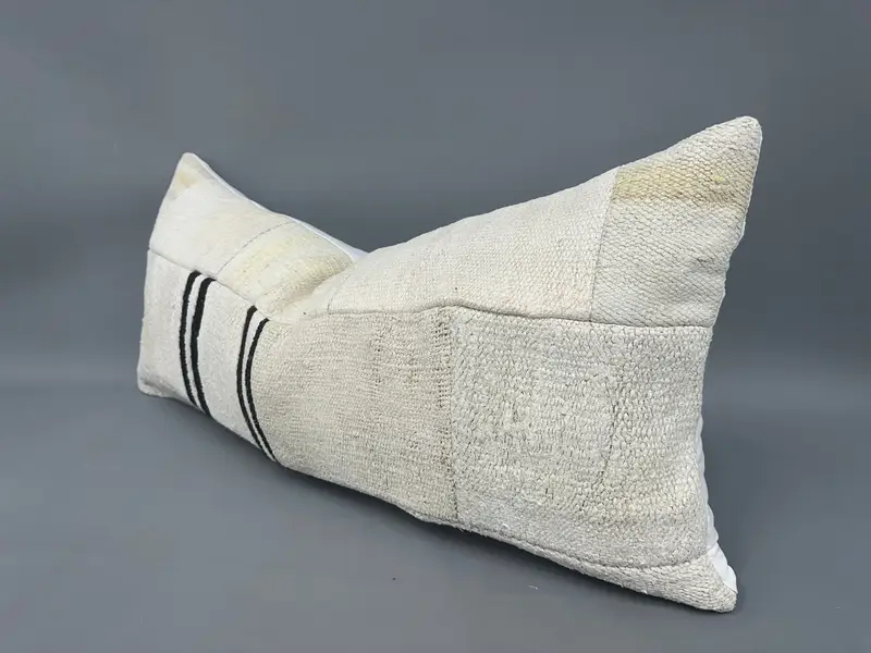 Ethnical Kilim Rug Pillow, Cushion Cover, Throw Kilim Pillow, 16x36 Beige Pillow Sham, Vintage Kilim Throw Pillow, Garden Cushion, Christmas Pillow - 3
