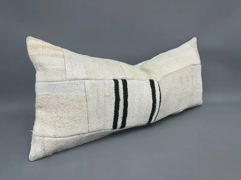 Ethnical Kilim Rug Pillow, Cushion Cover, Throw Kilim Pillow, 16x36 Beige Pillow Sham, Vintage Kilim Throw Pillow, Garden Cushion, Christmas Pillow - 2