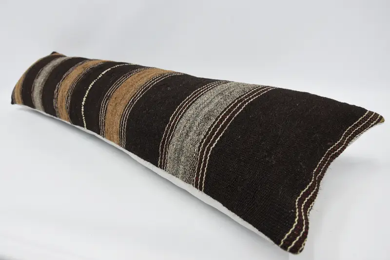 12x48 Brown Cushion Cover, Bench Cushion Cover, Kilim Cushion Sham, Vintage Kilim Pillow, Boho Pillow Sham Cover, Cushion Case - 5