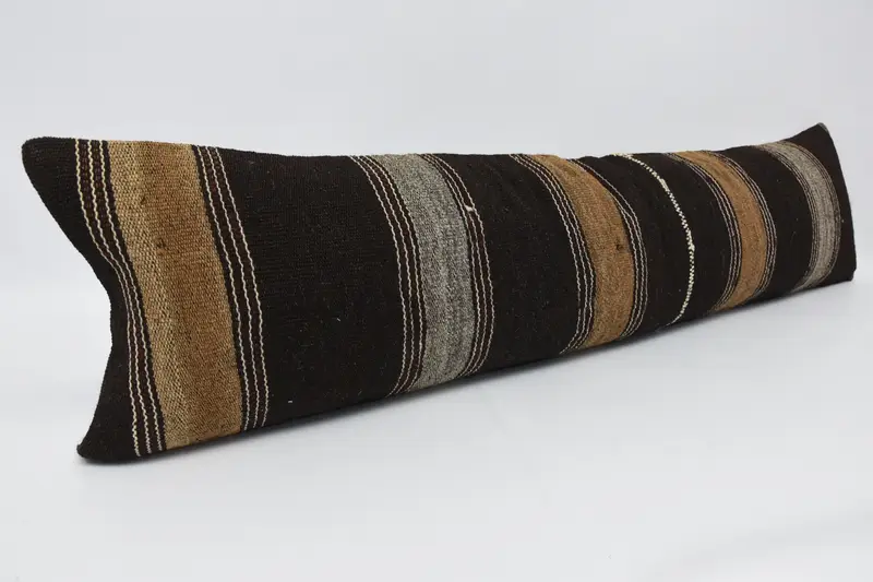 12x48 Brown Cushion Cover, Bench Cushion Cover, Kilim Cushion Sham, Vintage Kilim Pillow, Boho Pillow Sham Cover, Cushion Case - 3