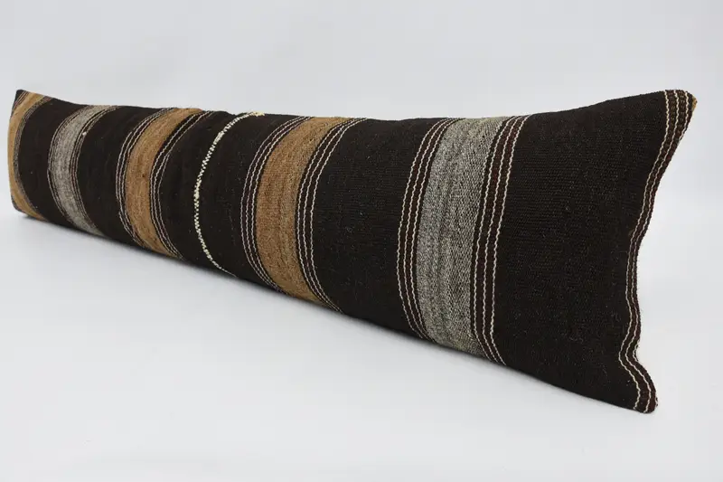 12x48 Brown Cushion Cover, Bench Cushion Cover, Kilim Cushion Sham, Vintage Kilim Pillow, Boho Pillow Sham Cover, Cushion Case - 4