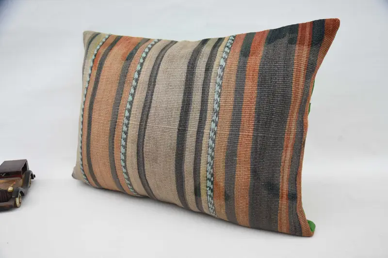 Decorative Cushion, Gift Pillow, Pillow Sham, Turkish Pillow, Aesthetic Pillow, Throw Kilim Pillow, Couch Cushion Cover, 20x28 Orange Cushion Case - 5