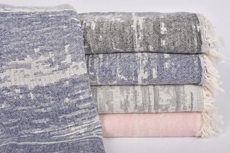 Handmade Navy Camouflage Blanket, Organic Cotton, 83x63 Inches