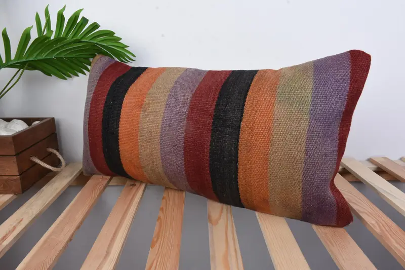 12x24 Orange Pillow, Boho Pillow, Pillow Cover, Boho Chic Pillow Sham, Farmhouse Cushion Case, Vintage Kilim Throw Pillow, Vintage Kilim Pillow - 4