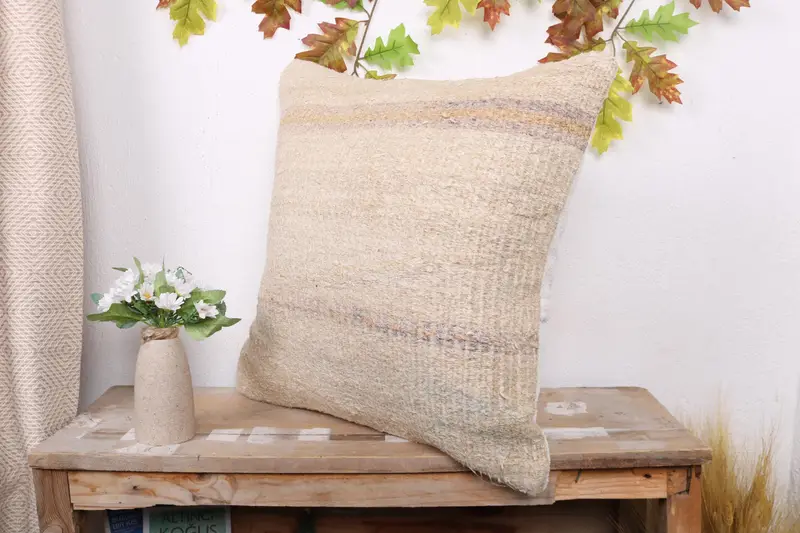 Pillow for Couch, Custom Cushion Case, Cushion, Vintage Kilim Pillow, Turkish Pillow, Bohemian Cushion Cushion Cover, 20x20 Beige Cushion Cover - 4