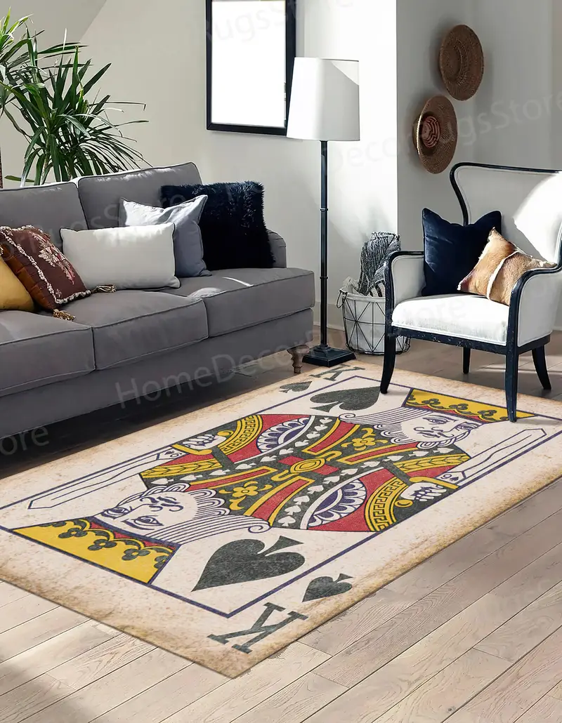 King of Hearts Printed Rug: Playful Elegance for Your Space