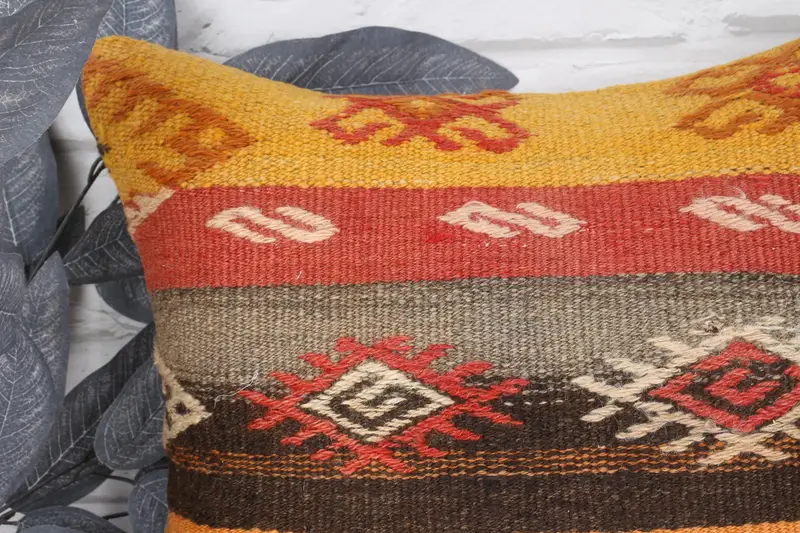 Cushion, Throw Kilim Pillow, Handmade Kilim Cushion, Accent Throw Cushion Case, 18x18 Orange Cushion Cover, Oriental Pillow, Home Decor Pillow - 2