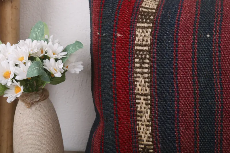 Interior Designer Pillow, Cushion Cover, Ethnical Kilim Rug Pillow, 12x24 Red Pillow Cover, Boho Pillow Sham Cover, Bed Pillow Sham - 3