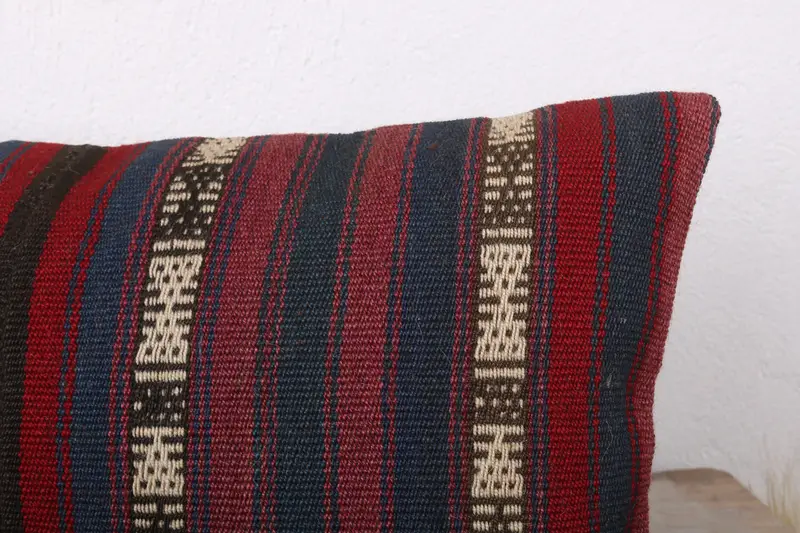Interior Designer Pillow, Cushion Cover, Ethnical Kilim Rug Pillow, 12x24 Red Pillow Cover, Boho Pillow Sham Cover, Bed Pillow Sham - 5