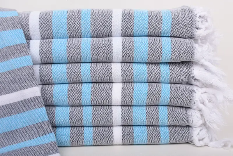 Personalized Bridesmaid Gift Dark Gray-Turquoise Cotton Towel, 40x71 Inches