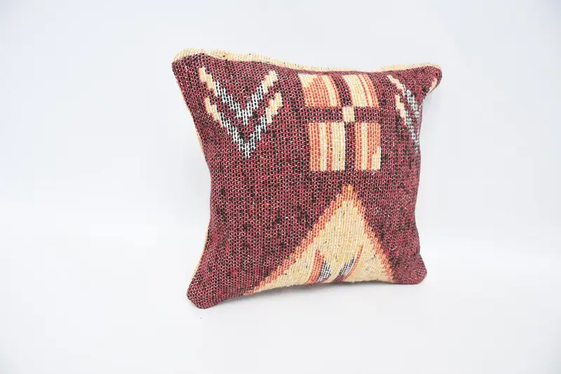 Throw Kilim Pillow, Cushion, Home Decor Pillow, Pet Pillow Cover, 12x12 Red Cushion, Living Room Throw Pillow Cover, Pillow for Sofa - 3