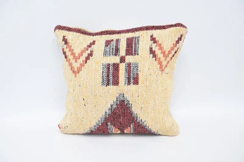 Throw Kilim Pillow, Cushion, Home Decor Pillow, Pet Pillow Cover, 12x12 Red Cushion, Living Room Throw Pillow Cover, Pillow for Sofa - 6