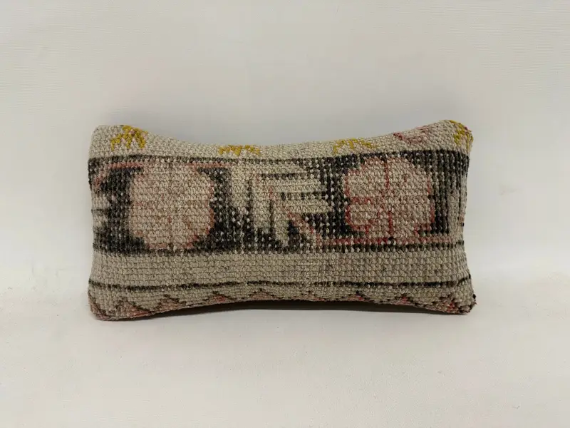 Gift Pillow, 8x16 Beige Pillow Cover, Home Decor Pillow, Vintage Pillow Cover, Nomadic Pillow Case, Cushion Cover, Ethnical Kilim Rug Pillow - 1