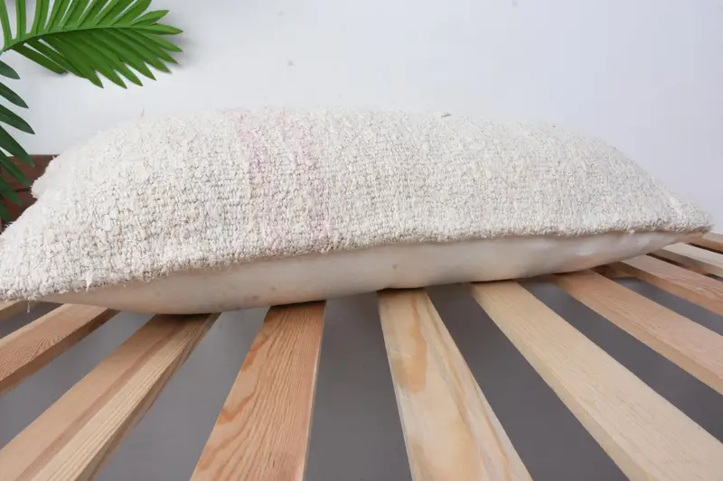 Handmade Kilim Cushion, Vintage Pillow, Home Decor Pillow, 12x24 Beige Pillow Sham, Pillow Case, Seat Pillow Case, Pet Cushion, Neutral Pillow - 6