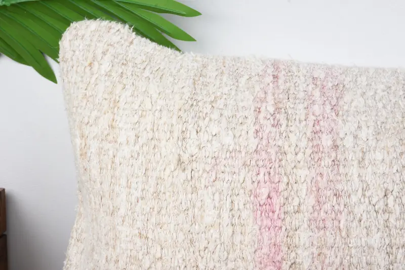 Handmade Kilim Cushion, Vintage Pillow, Home Decor Pillow, 12x24 Beige Pillow Sham, Pillow Case, Seat Pillow Case, Pet Cushion, Neutral Pillow - 2