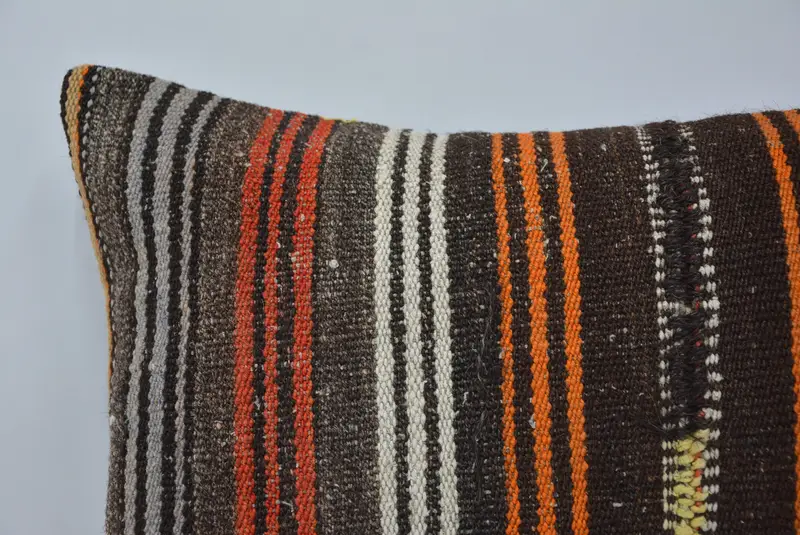 Throw Kilim Pillow, Aesthetic Cushion Case, 16x24 Brown Pillow Cover, Kilim Pillow, Cushion Case, Art Deco Pillow Case, Vintage Pillow - 2