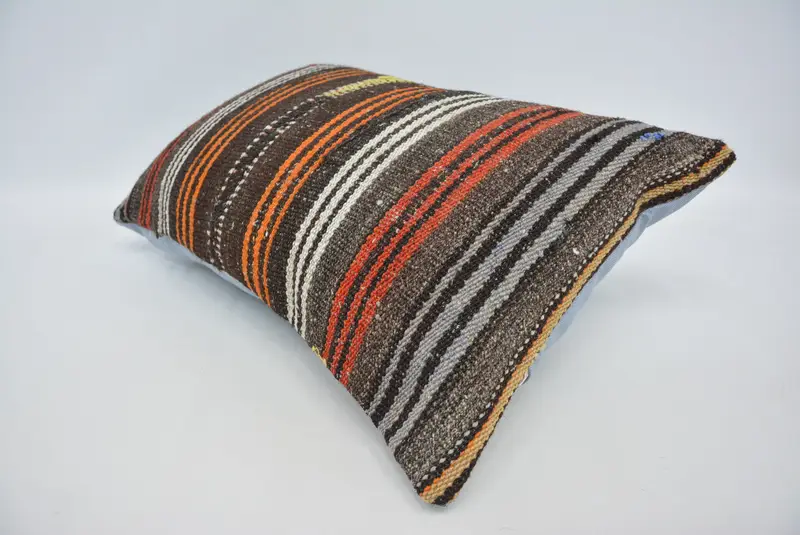 Throw Kilim Pillow, Aesthetic Cushion Case, 16x24 Brown Pillow Cover, Kilim Pillow, Cushion Case, Art Deco Pillow Case, Vintage Pillow - 6