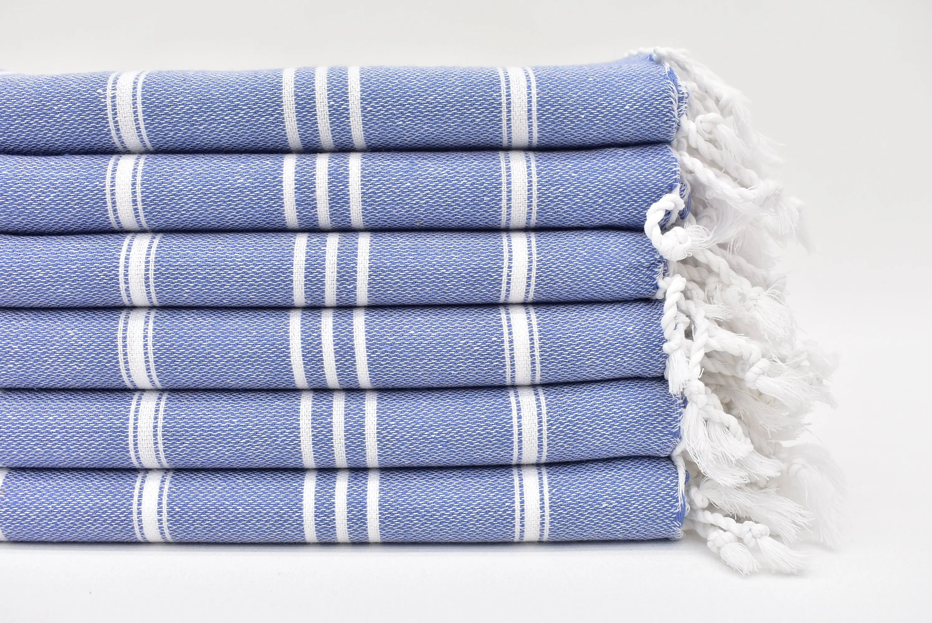 Hand Towel Blue Striped Turkish Cotton, 24x40 Inches - 1
