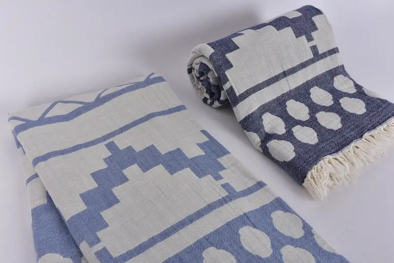 Turkish Towel Set, Peshtemal, Beach towel, Handmade Turkish Towel, Bridesmaid Gift, 70x36 Cotton Geometric Towel, Personalized Bridesmaid Gift - 7