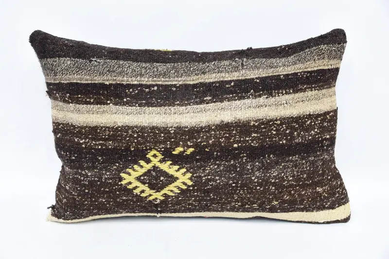 Interior Designer Pillow, 16x24 Brown Pillow Case, Kilim Cushion Sham, Neutral Throw Pillow Case, Cushion Case, Throw Kilim Pillow - 1