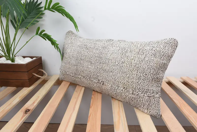 Decorative Bolster Cushion Cover, Gift Pillow, Ethnical Kilim Rug Pillow, Turkish Kilim Pillow, 12x24 White Cushion Case, Pillow - 5