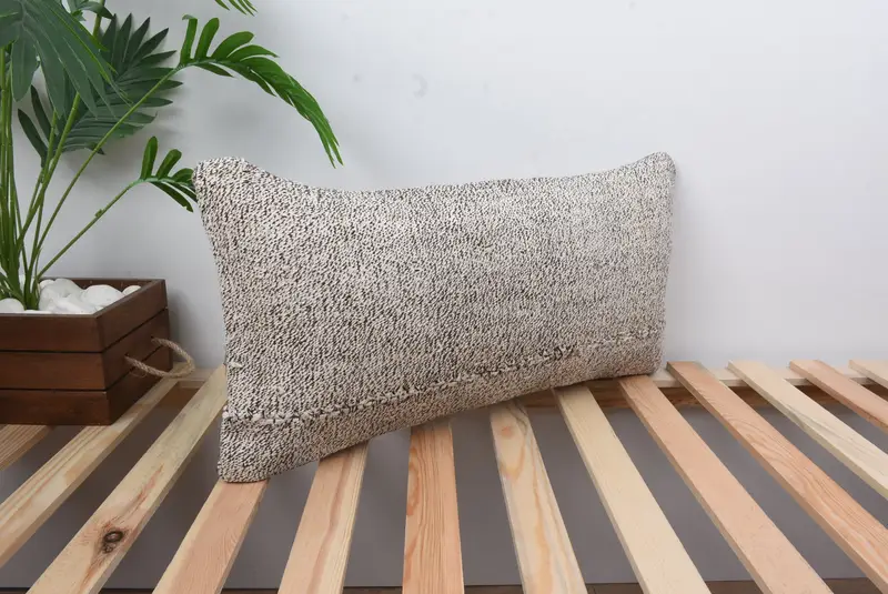 Decorative Bolster Cushion Cover, Gift Pillow, Ethnical Kilim Rug Pillow, Turkish Kilim Pillow, 12x24 White Cushion Case, Pillow - 4