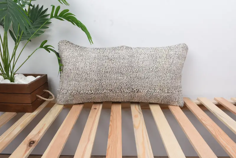 Decorative Bolster Cushion Cover, Gift Pillow, Ethnical Kilim Rug Pillow, Turkish Kilim Pillow, 12x24 White Cushion Case, Pillow - 1