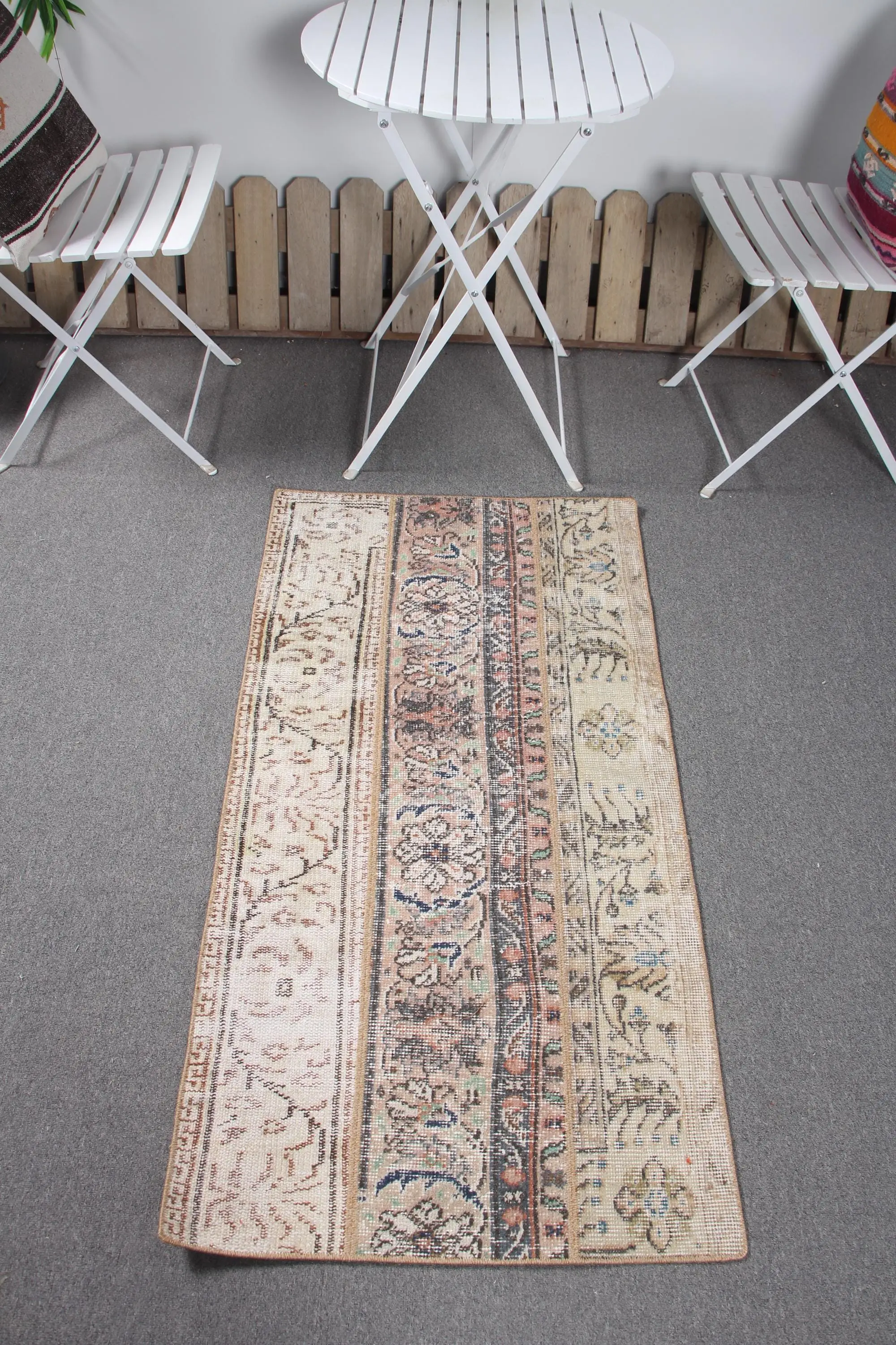 Turkish Rug, 2.2x4.3 ft Small Rug, Brown Blue Wool Rug - 1
