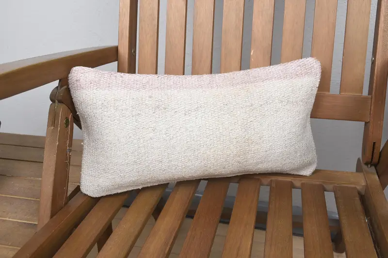 Mini Lumbar Vintage Gift Cushion, Wedding Gift Beige Pillow - 1