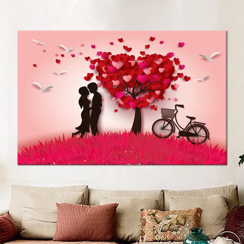 Romantic Pink Canvas: Elegant Valentine's Day Gift for Couples