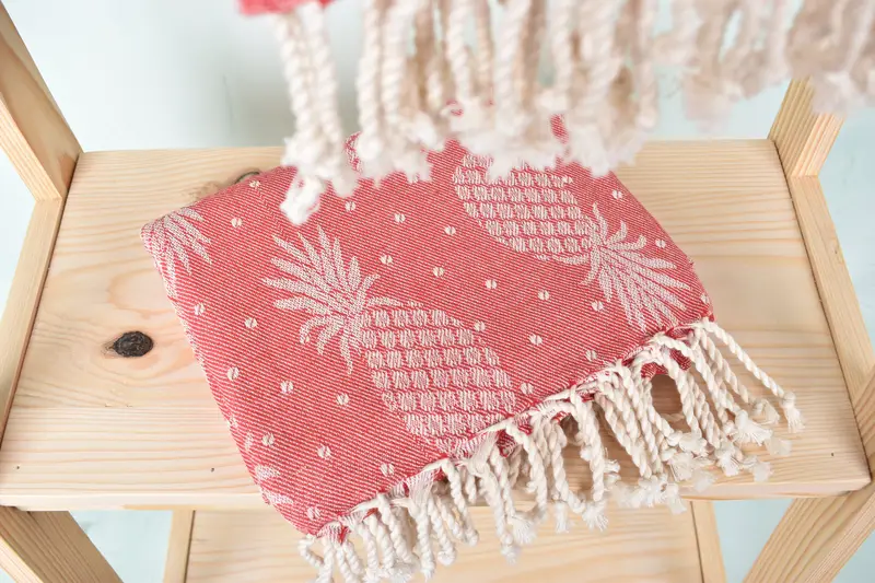 Summer Gift, Beach towel, Handmade Turkish Towel, Wedding Gift, Embroidery Towel, Bachelor Party Favors, 80x40 Cotton Pineapple Design Towel - 6