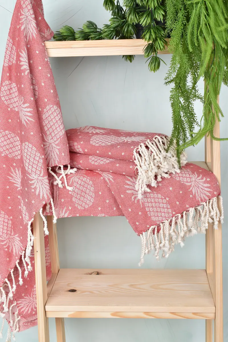 Summer Gift, Beach towel, Handmade Turkish Towel, Wedding Gift, Embroidery Towel, Bachelor Party Favors, 80x40 Cotton Pineapple Design Towel - 7